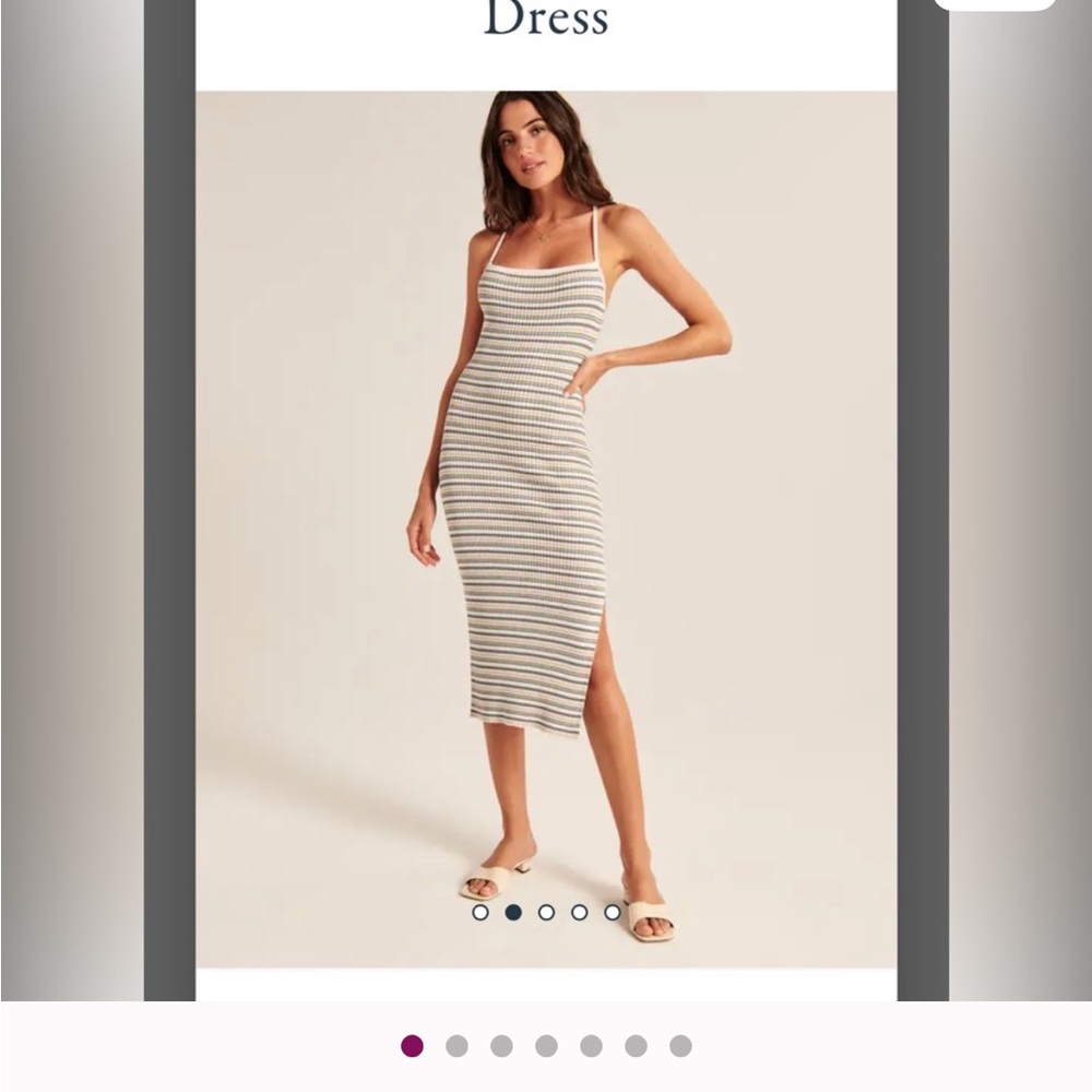 Abercrombie & Fitch Ribbed Striped Sleeveless Midi Dress